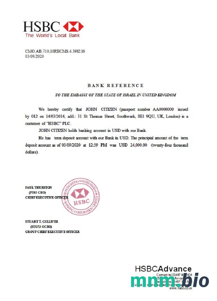 Przykład odniesienia HSBC w Wielkiej Brytanii w formatach Word i PDF